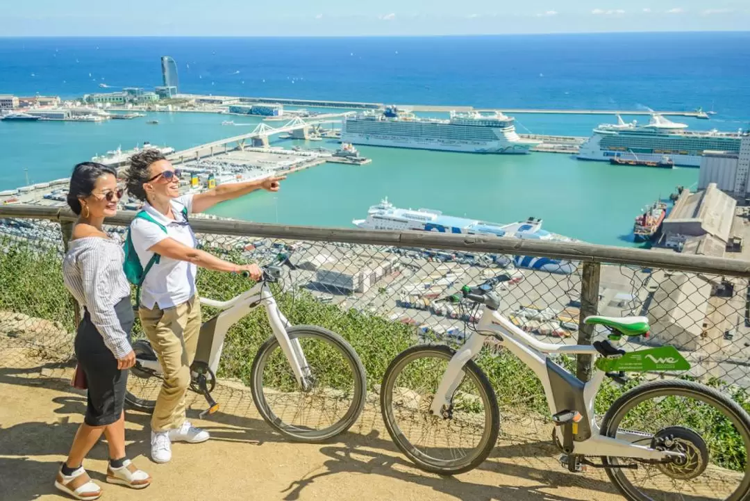 Panoramic Barcelona: E-Bike with Montjuic Cable Car and Boat Trip 