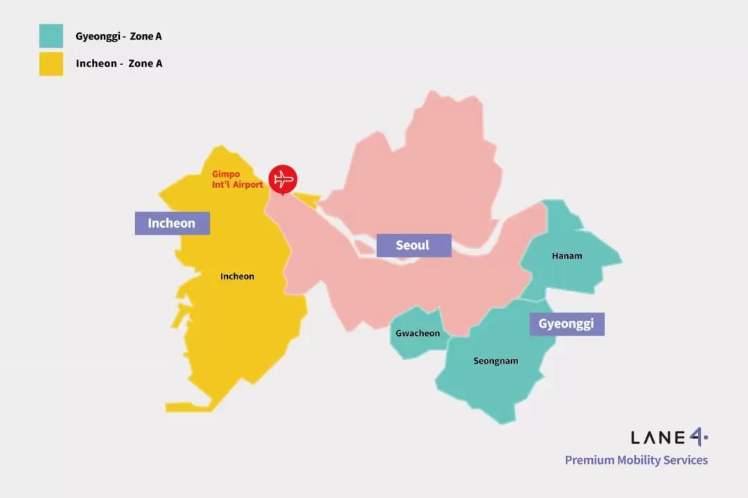 Gimpo International Airport(GMP) Taxi Transfers for Metropolitan Area by LANE4