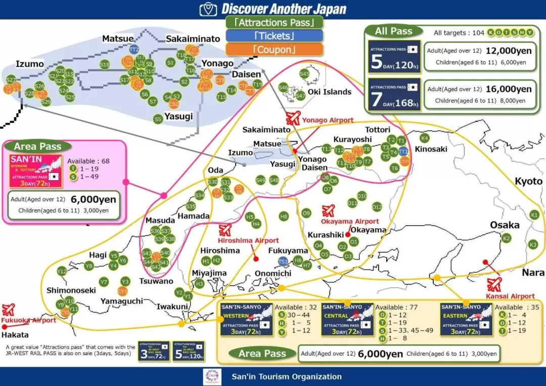 Discover Another Japan Pass (Western Japan Attraction Pass)