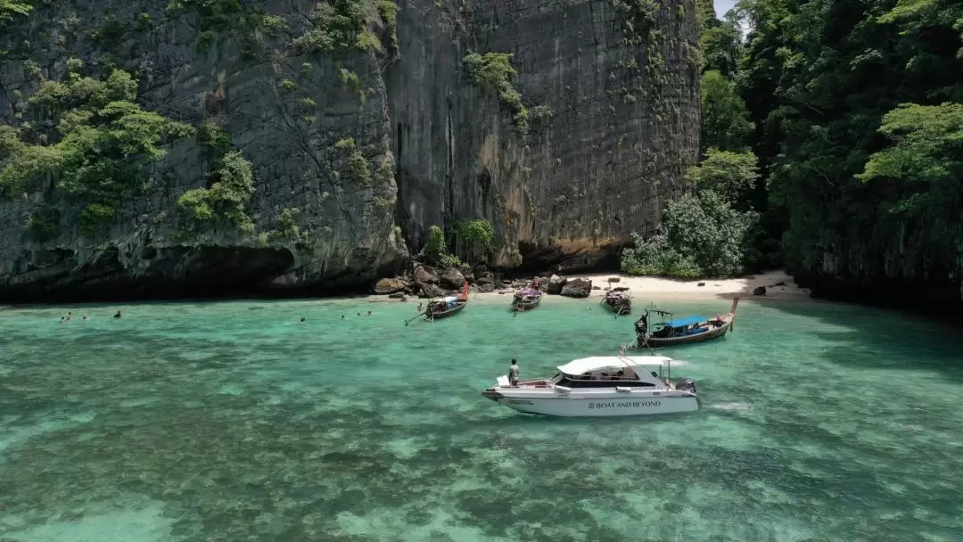 From Krabi: Private Premium Speedboat Phi Phi island day trip with sunset by Boat and Beyond