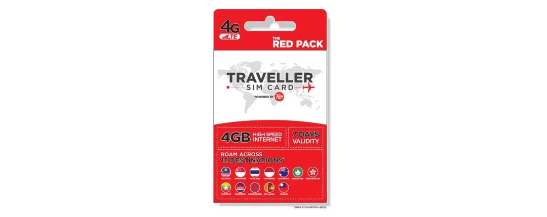 [Red Pack] 4G SIM Card (MY Airport Pick Up) for 8 Asia Countries by Tune Talk