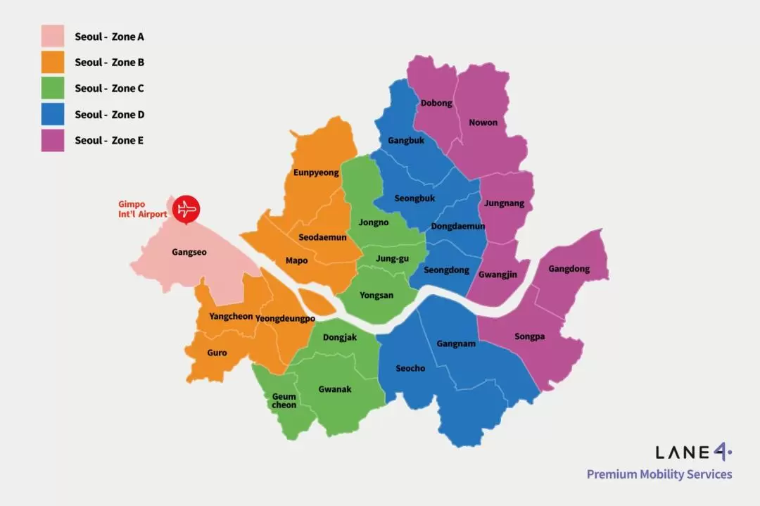 Gimpo International Airport(GMP) Taxi Transfers for Metropolitan Area by LANE4