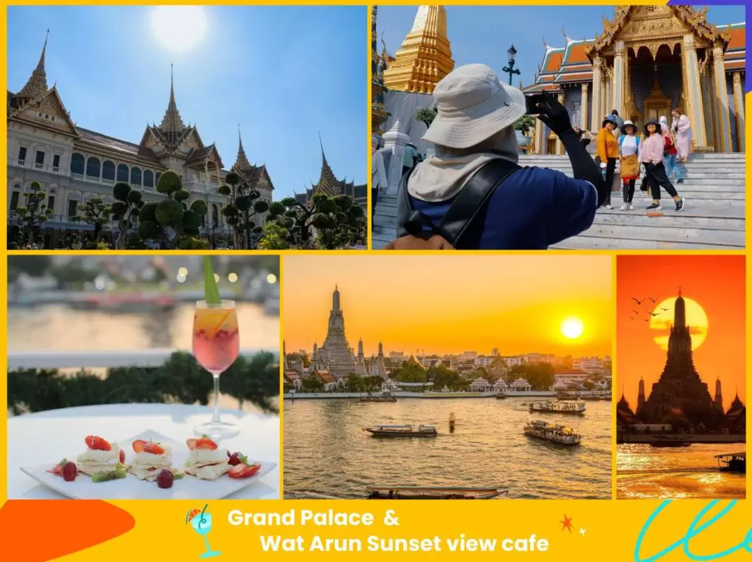 Floating Market & Temple Day Tour: Damnoen Saduak, Maeklong Train, Grand Palace and Sunset View Hidden Cafe