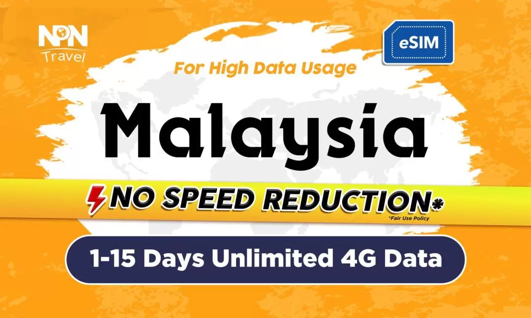 eSIM Malaysia 1-15Days Daily 500MB/1GB/2GB Unlimited 4G Data