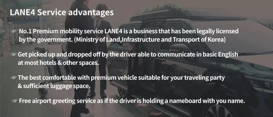  Premium Incheon international Airport(ICN) chauffeur service transfers for metropolitan Area by LANE4