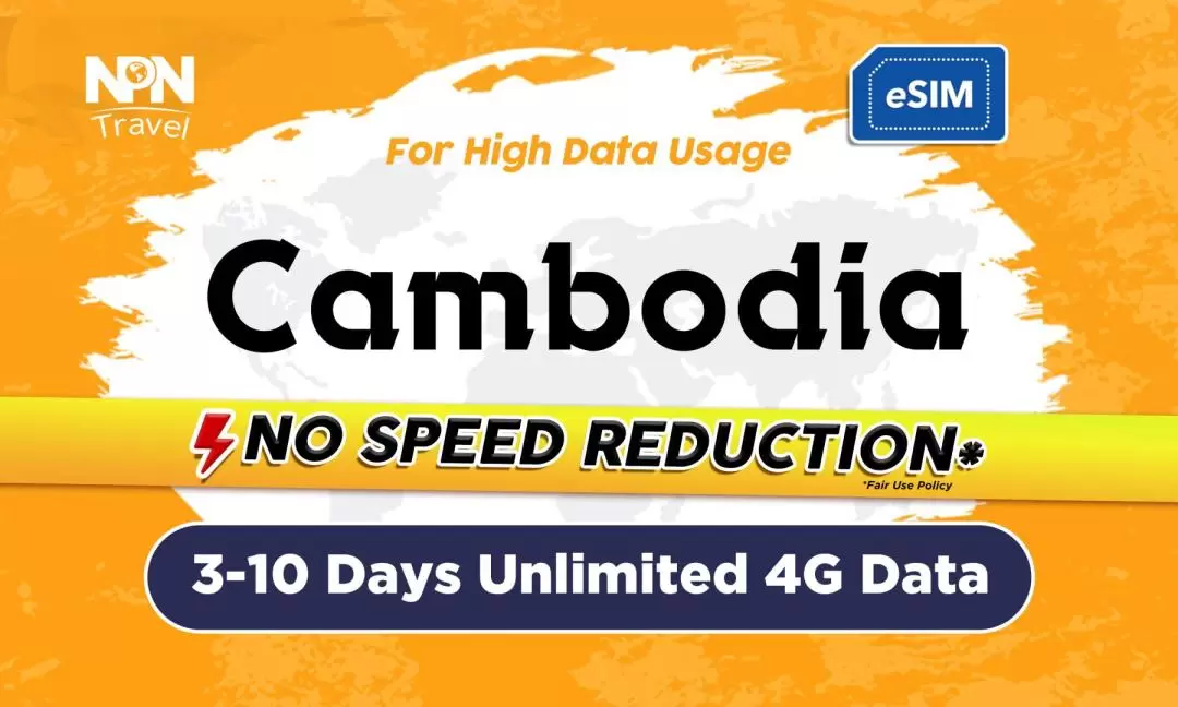 eSIM Cambodia 3-10Days Daily 500MB/1GB/2GB Unlimited 4G Data