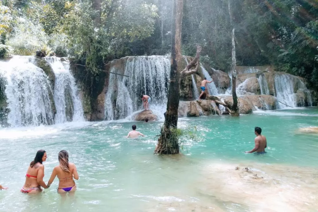 Tad Sae Waterfalls Bike and Kayak Join In Day Tour from Luang Prabang