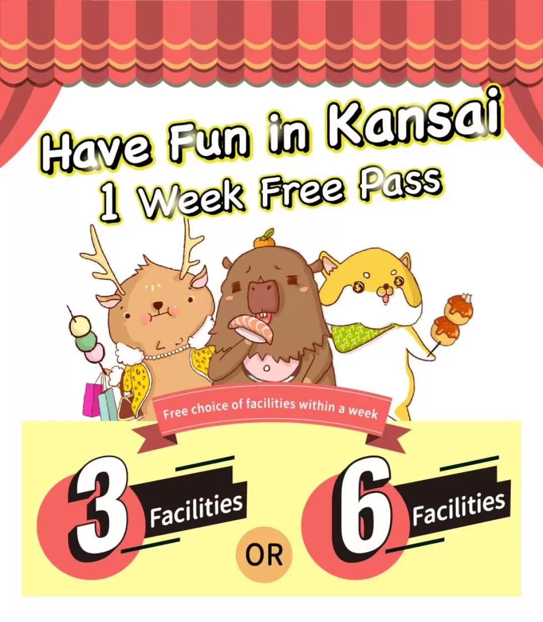 [Save up to JPY5,900] Have Fun in Kansai Pass (1 Week Free Pass)