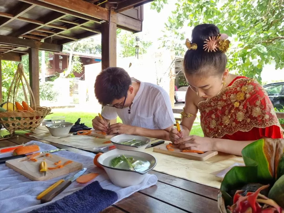 Art of Fruit and Vegetable Carving by Local handcrafter at Chiang Mai