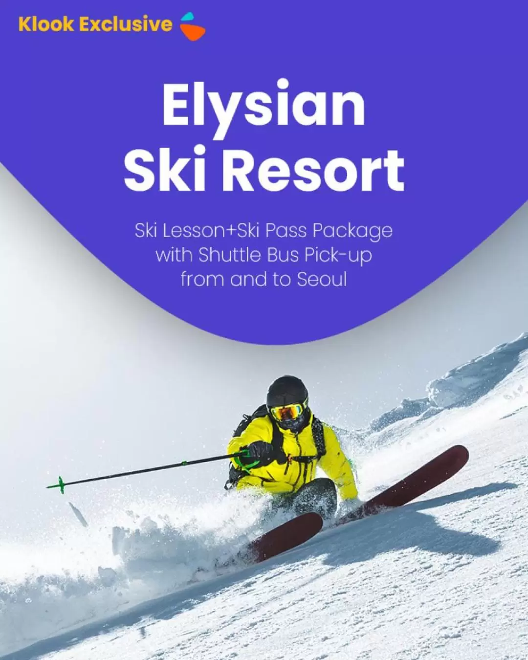 Elysian Ski Resort Lounge & Ski Lesson & Ski Pass & Shuttle Day Tour