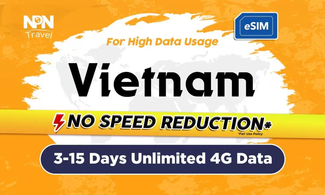 베트남 4G 무제한 eSIM (3-15일 / 일일 500MB/4GB)