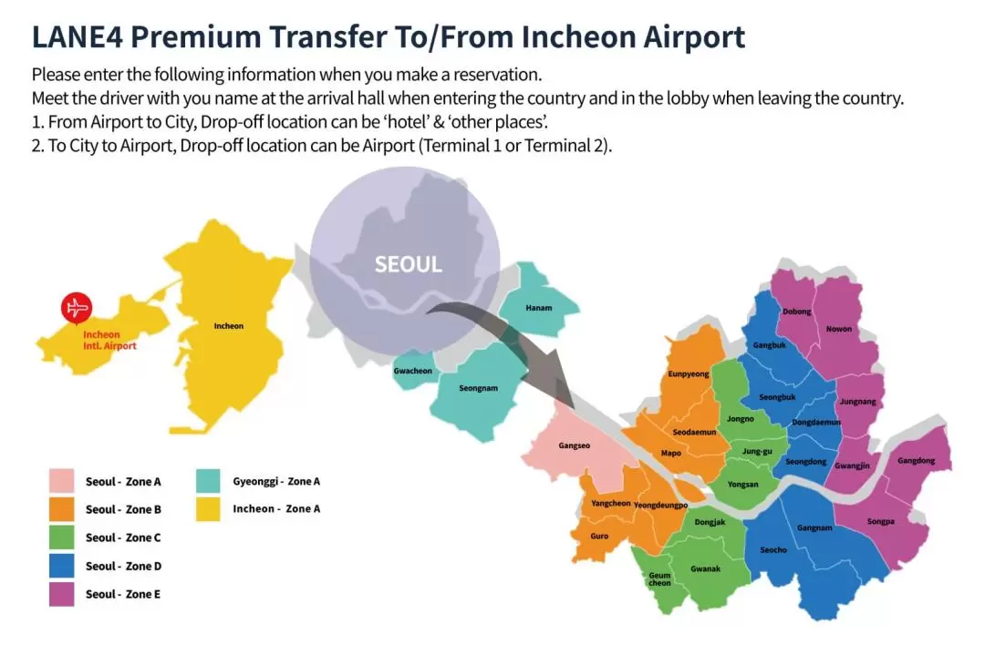  Premium Incheon international Airport(ICN) chauffeur service transfers for metropolitan Area by LANE4