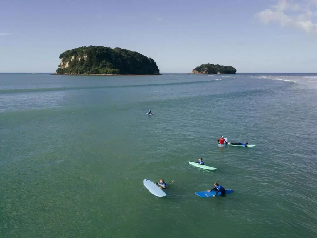 Surfing Beginner Group Lesson at Whangamata Beach