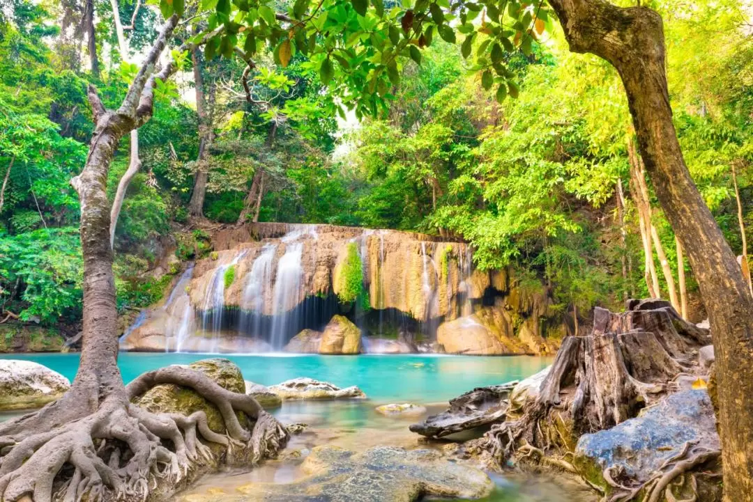 Erawan National Park Tour Waterfall and River Kwai Full Day Tour