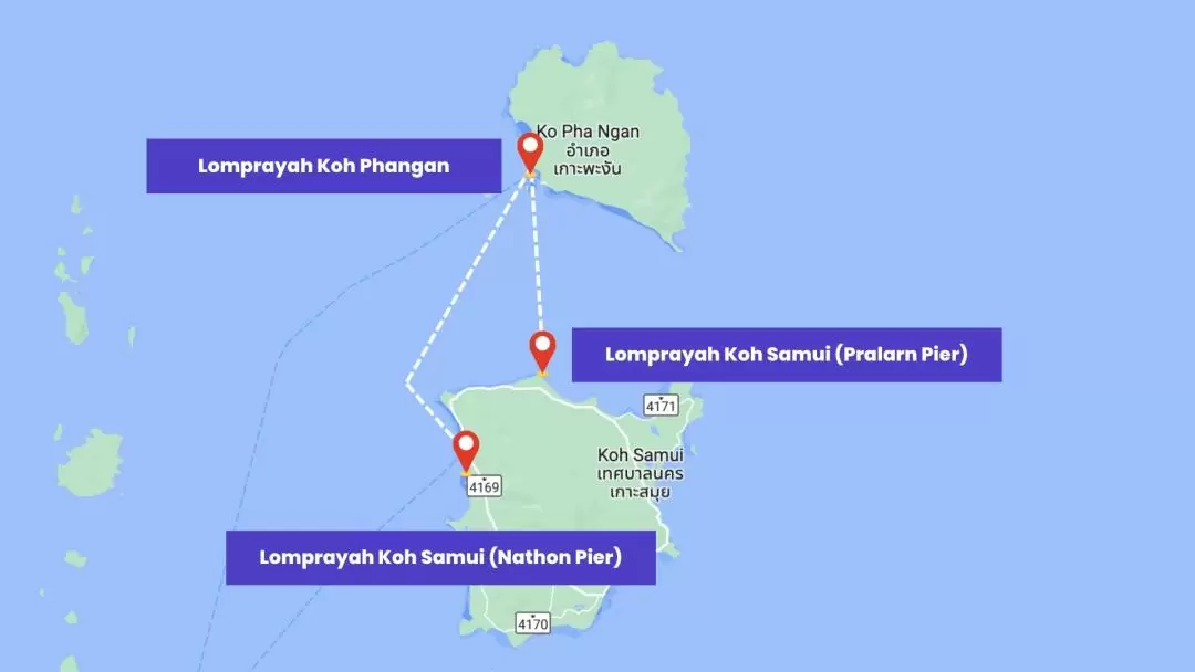 Ferry Ticket between Koh Pha Ngan and Koh Samui (Nathon Pier/Pralarn Pier) by Lomprayah