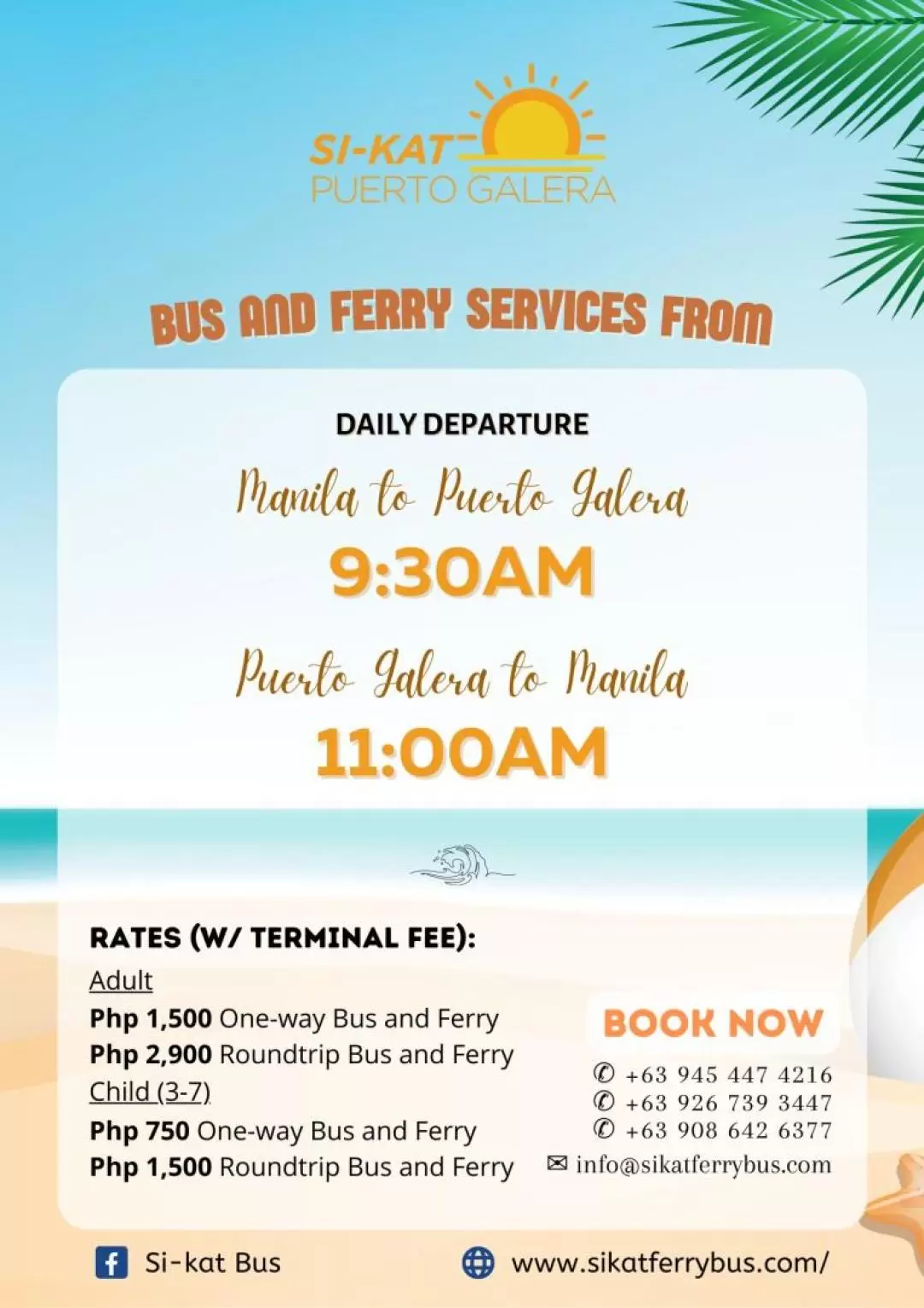 Manila to Puerto Galera Ferry and Bus Tickets (Round Trip and One Way)