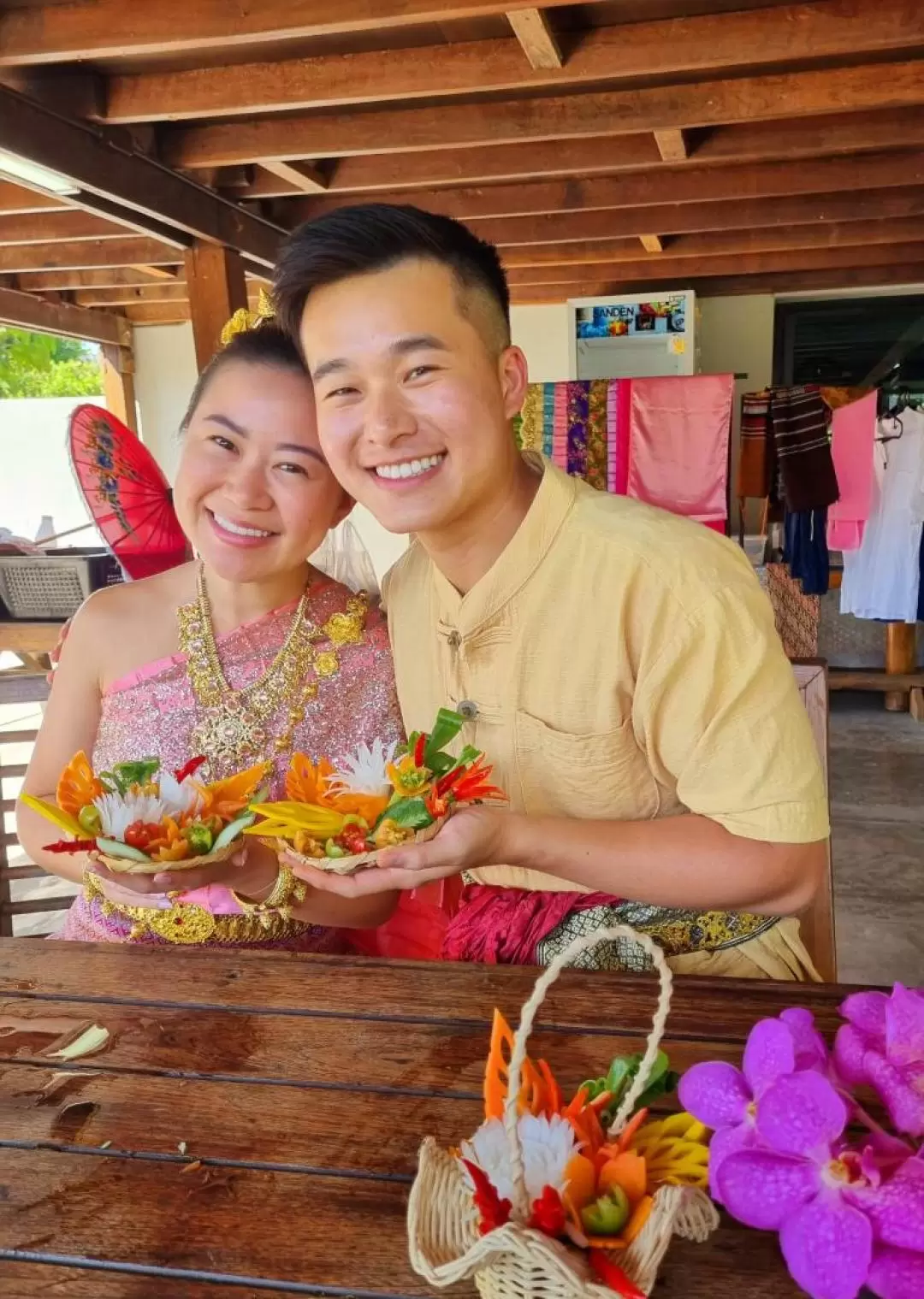 Art of Fruit and Vegetable Carving by Local handcrafter at Chiang Mai