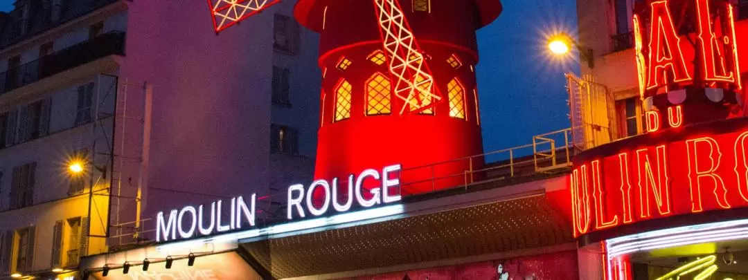 Moulin Rouge Show with Dinner and City Bus Tour in Paris