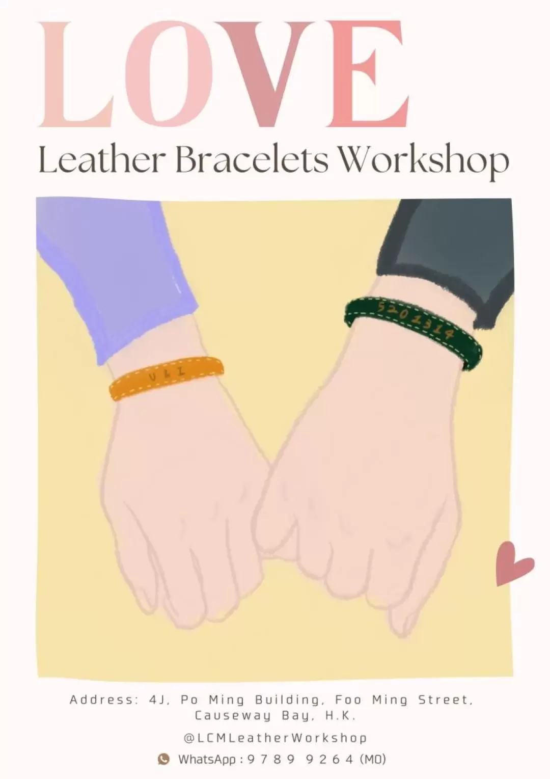 Handmade Art Room - Leather Couple Bracelet Workshop | Dating Spot | Leather | Bracelets | Causeway Bay