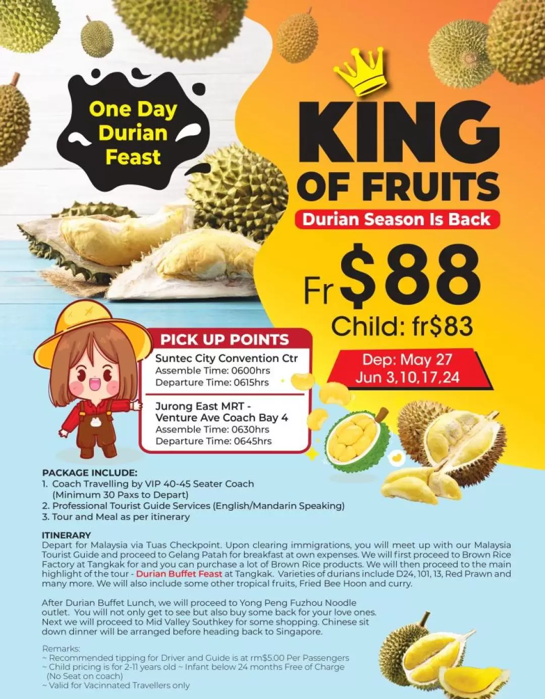 Johor One Day Durian Feast from Singapore