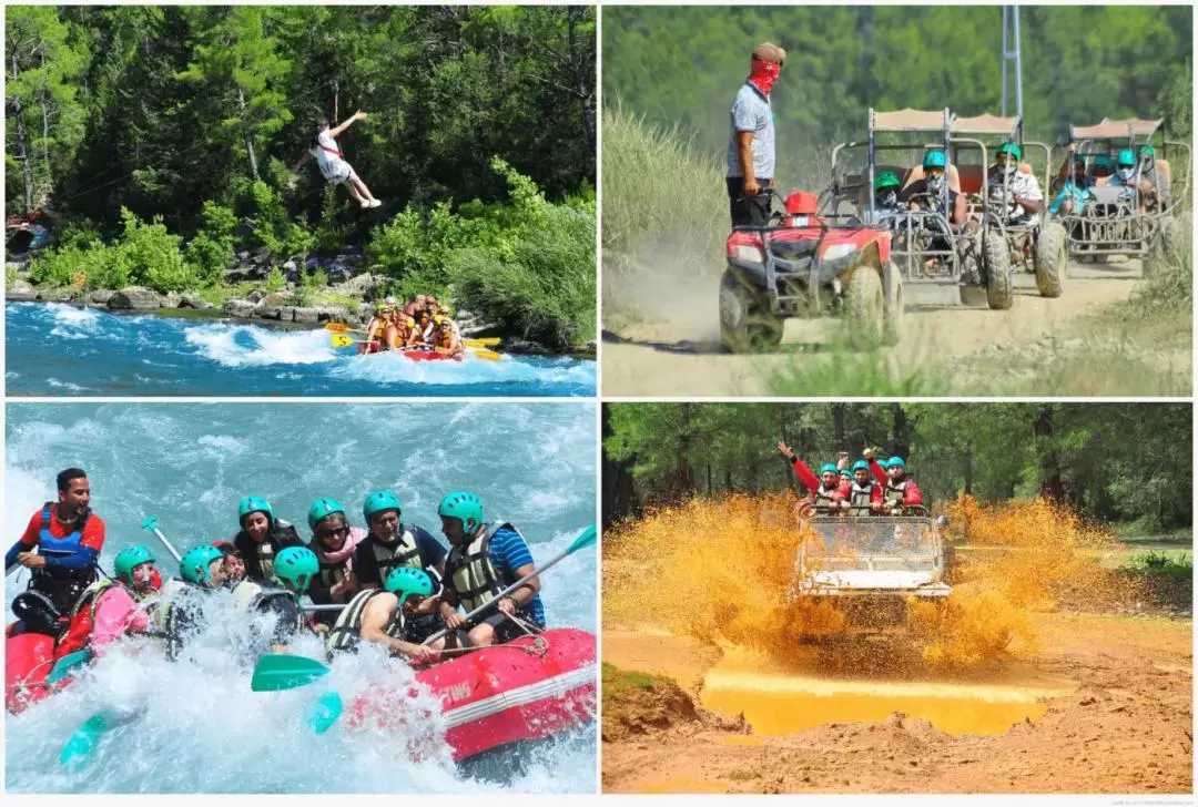 Ziplining, Rafting, Jeep Tour & Quad Safari with Lunch from Antalya