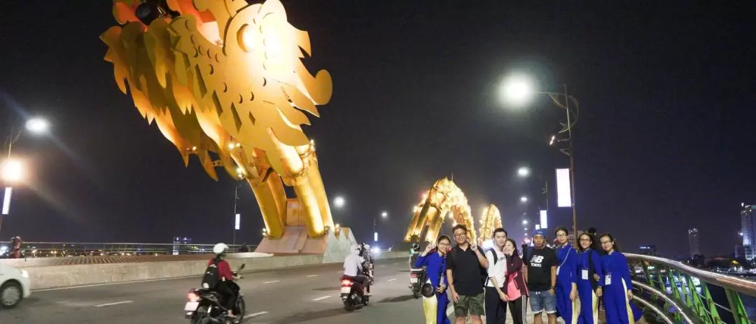 Da Nang City Private Tour and Han Cruise by Night with Aodai Rider